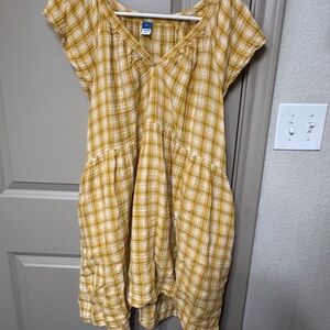 Old Navy Yellow Plaid Mini Dress